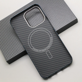 Husa fibra de carbon MagSafe aramid kevlar, metal camera- APRICOT